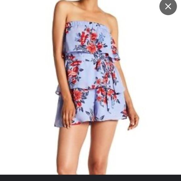 Parker Blue Shioban Strapless Printed Romper - Picture 1 of 6
